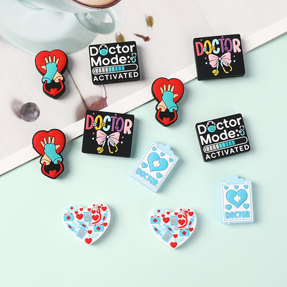 20Pcs Silicone Focal Beads Doctor Medical Heart Clipboard Detail 5