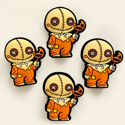 20pcs Silicone Focal Beads Halloween Creativity Yellow Character Holding Candy