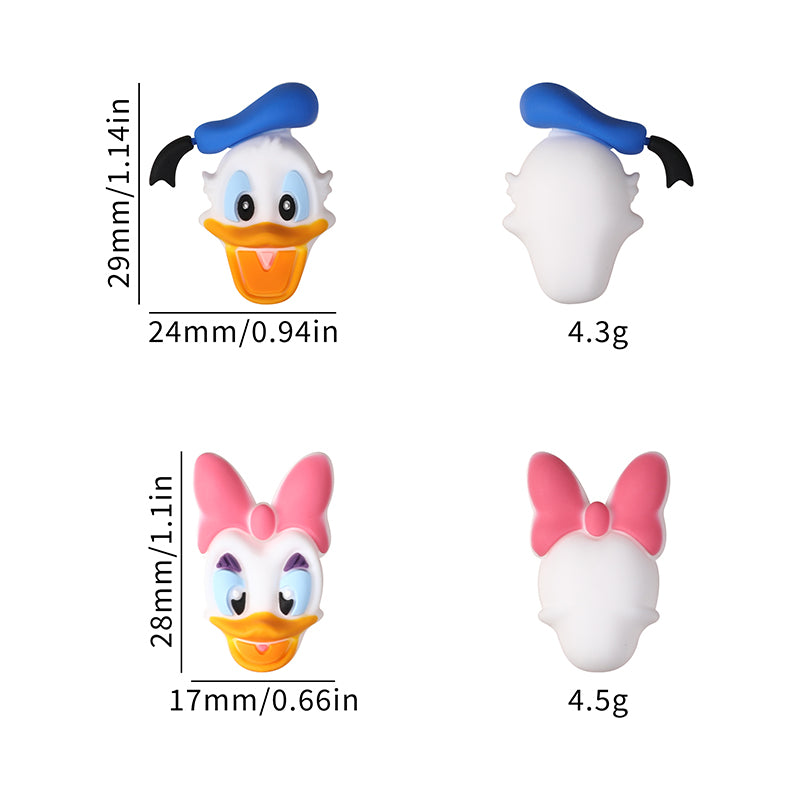 20Pcs Silicone 3D Focal Beads Blue Alien Character Large Ears Pink Rabbit Bow 7
