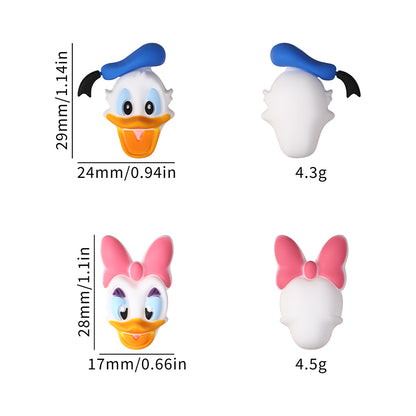 20Pcs Silicone 3D Focal Beads Blue Alien Character Large Ears Pink Rabbit Bow 7