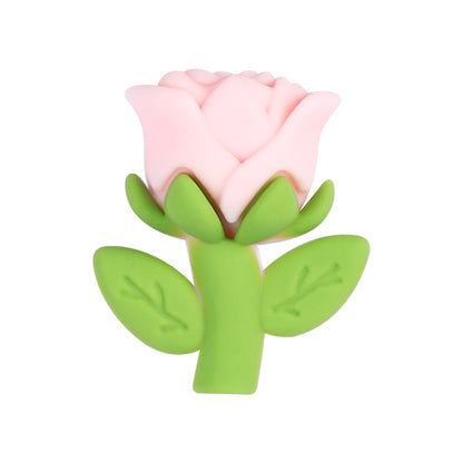 20Pcs Silicone 3D Focal Beads Multi Color Rose Holding Stem 11