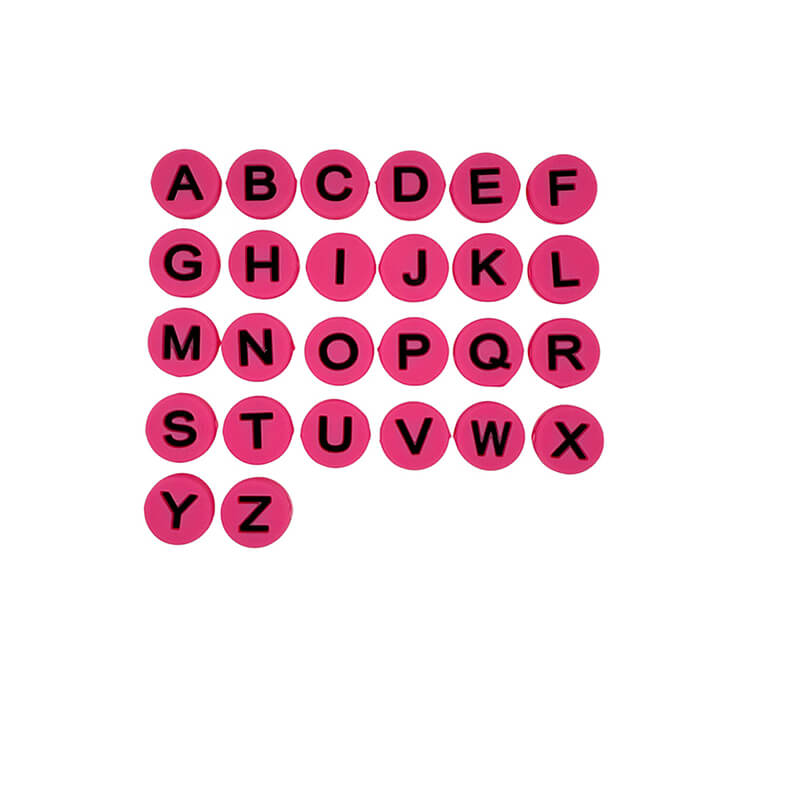 15mm Flat 7 Color 26 English Letters Silicone Focal Beads