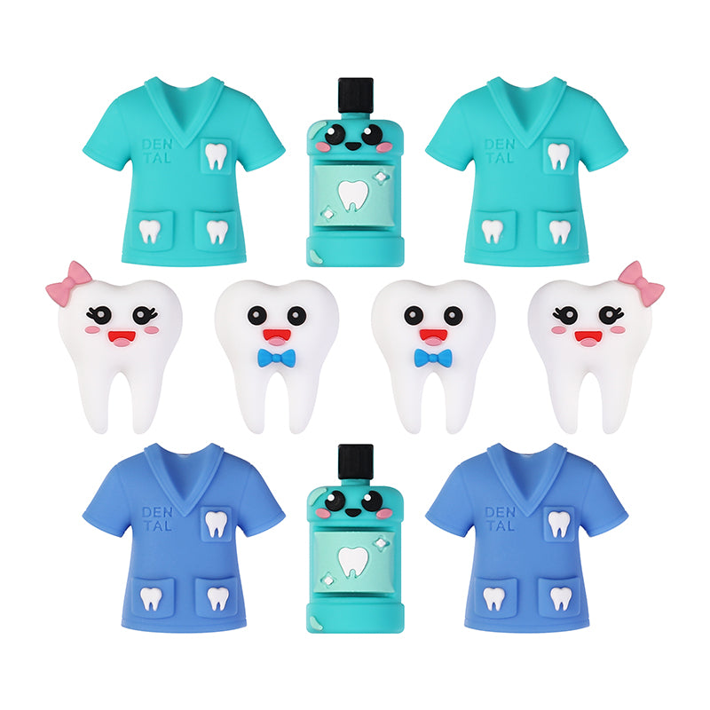 20Pcs Silicone 3D Focal Beads Dentist Mouthwash Teeth and Uniforms 5
