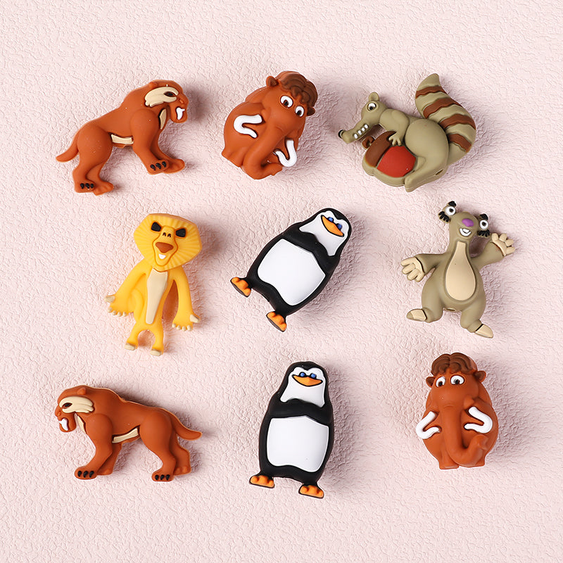 20Pcs Silicone 3D Focal Beads Penguin Animal Characters Set 4