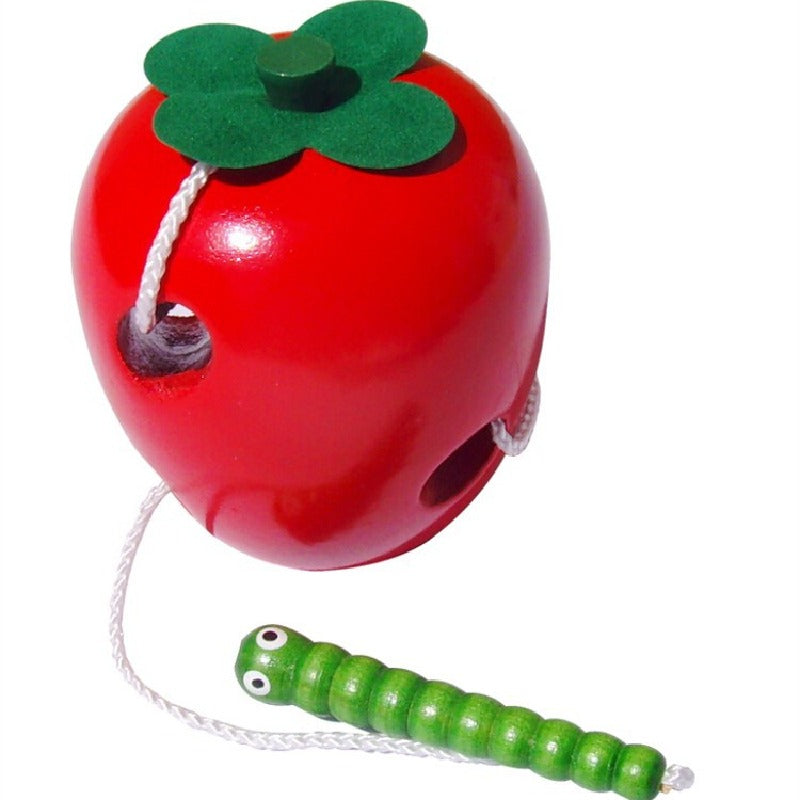 Wooden Montessori Toys Apple Threading Toy for Toddlers 4