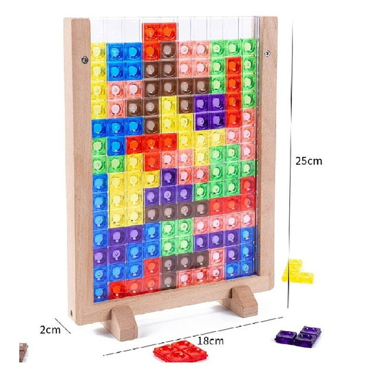 Wooden 3D Tetris Puzzle Educational Toy 25cm x 18cm