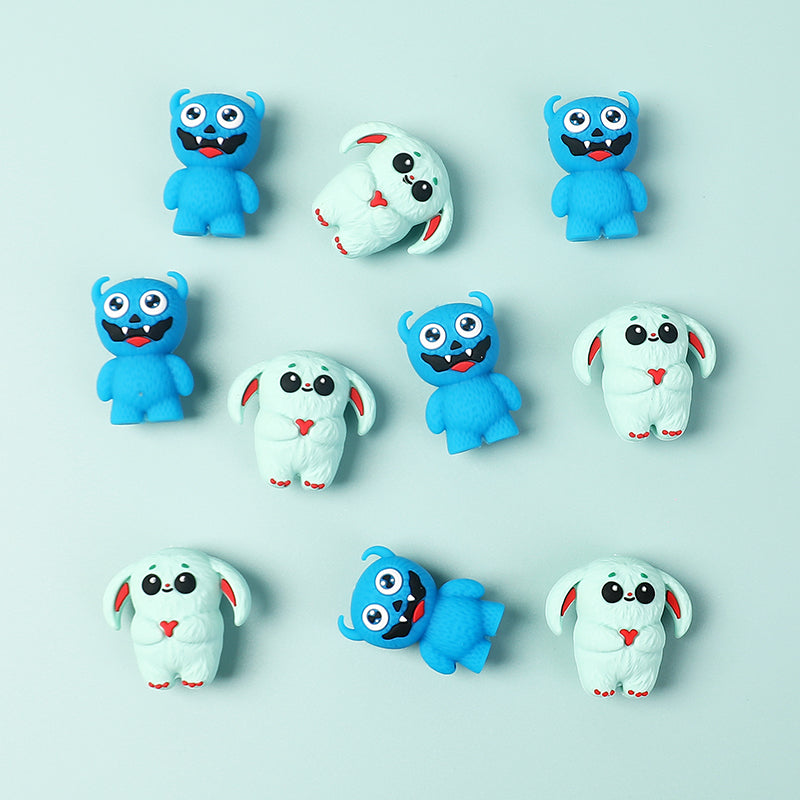20Pcs Silicone 3D Focal Beads Cute Little Monster Various Colors 7