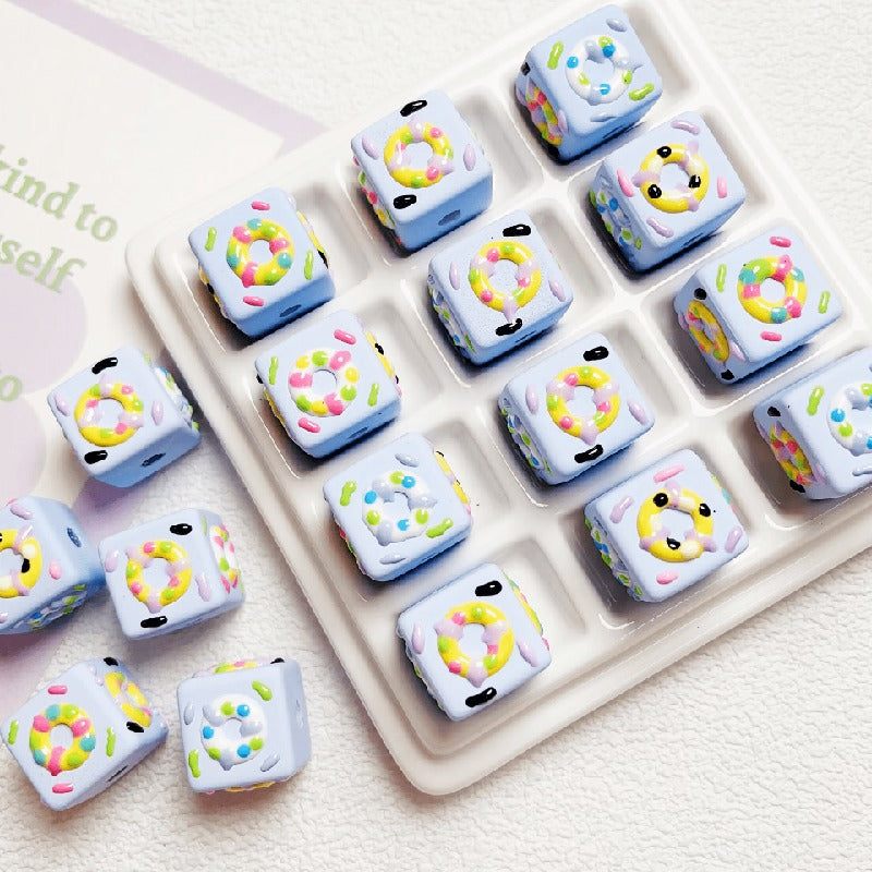 10pcs 16mm Cube Donut Acrylic Beads DIY Bracelet Making 8