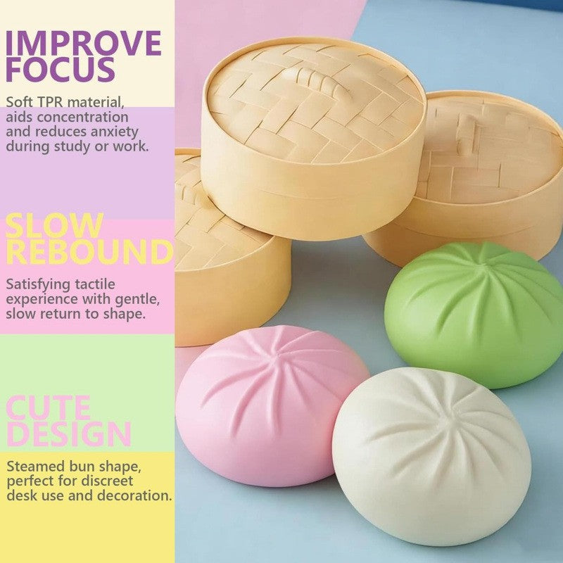 TPR Giant Steamed Stuffed Bun Squishy Soft Squeeze Toy with Steamer 5.5x9cm 2