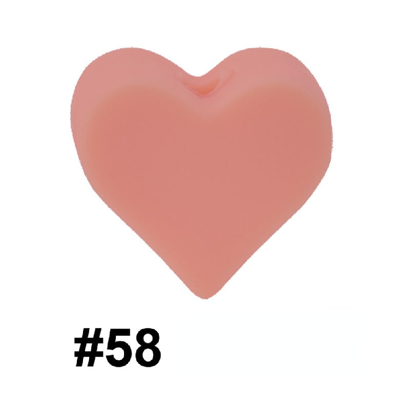 50pcs 14mm Heart Silicone Beads Colorful Diy Teether Accessories 30