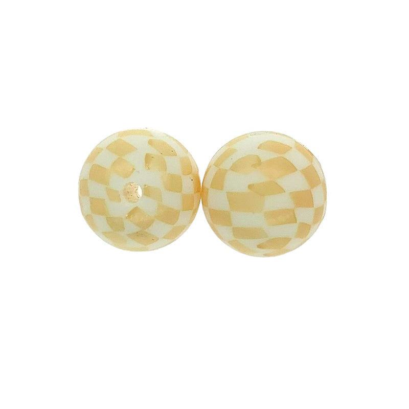 50pcs 15mm Printed Checkered Silicone Beads 9