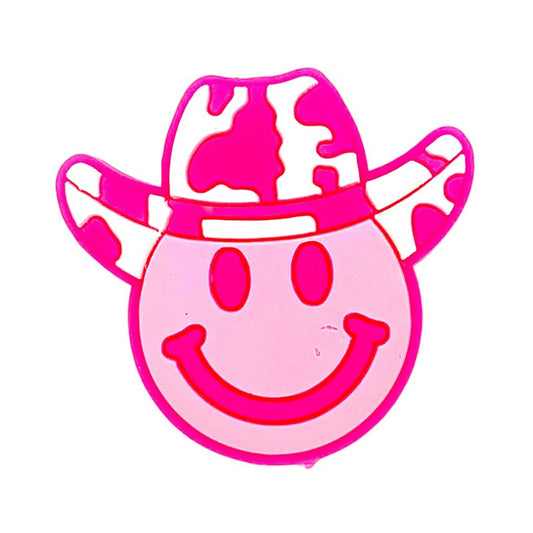 20pcs Silicone Focal Beads Cow Print Hat Smiley Face
