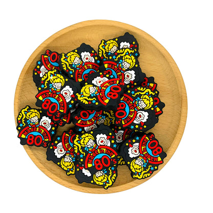 20pcs Silicone Focal Beads Made In The 80s Colorful Design 2