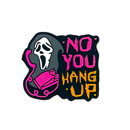 Silicone Focal Beads Halloween Ghost Figure Holding Phone with Text
