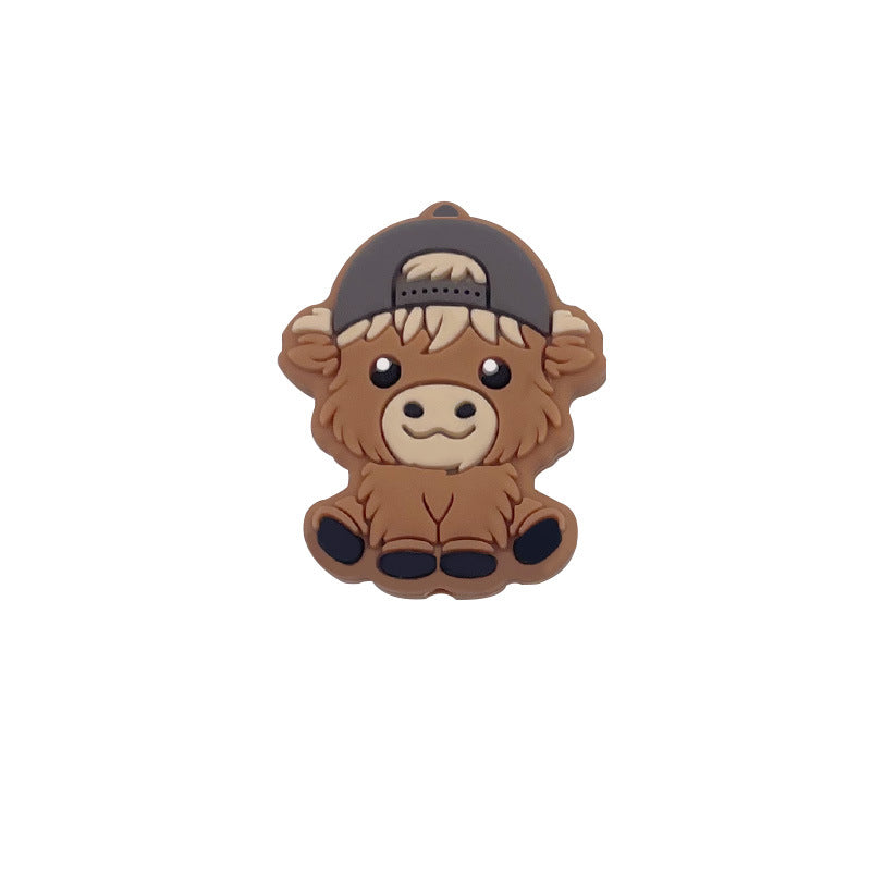 20pcs Silicone Focal Beads Bady Highland Cow Girl and Boy With Hats 11