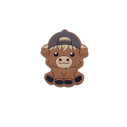 20pcs Silicone Focal Beads Bady Highland Cow Girl and Boy With Hats 11