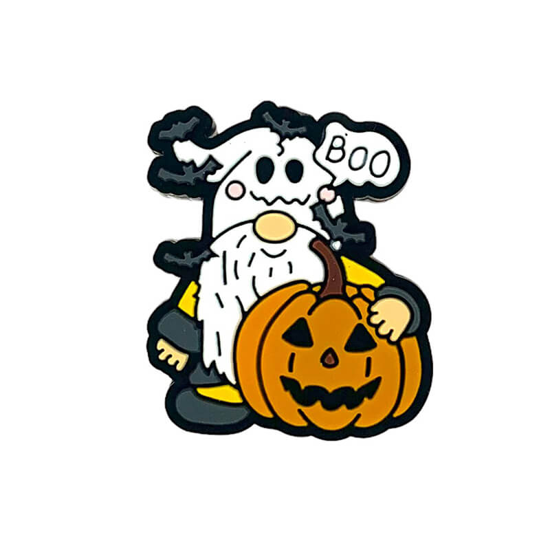 Silicone Focal Beads Halloween Gnome Wearing Ghost Hood Holding Pumpkin