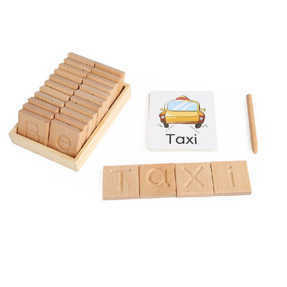 Wooden Montessori Toys Letter Card Slot Building Blocks Educational Toy 2