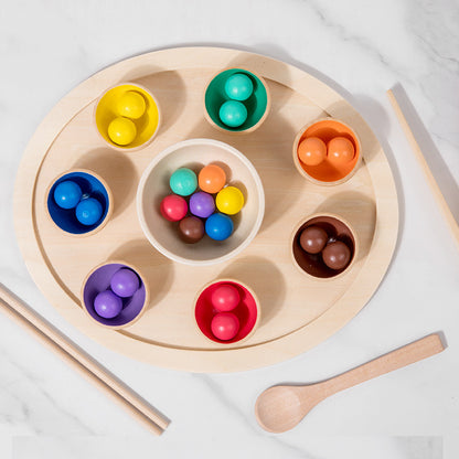 Wooden Montessori Toys Clamp Beads Sorting Cup for Toddlers 3