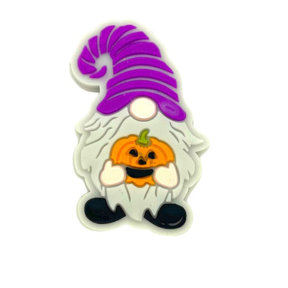 20pcs Silicone Focal Beads Halloween Gnome Holding Pumpkin