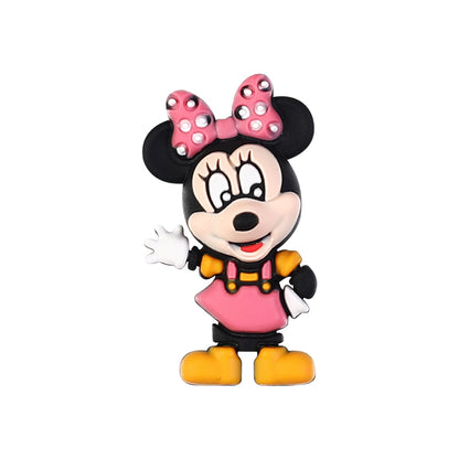 20Pcs Silicone 3D Focal Beads Round Ear Mouse Character with Bow and Orange Tiger Pose 9