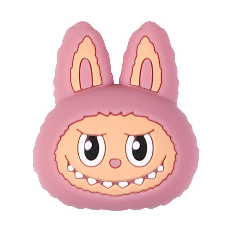 20Pcs Silicone 3D Focal Beads Pink Bunny Character Front Facing