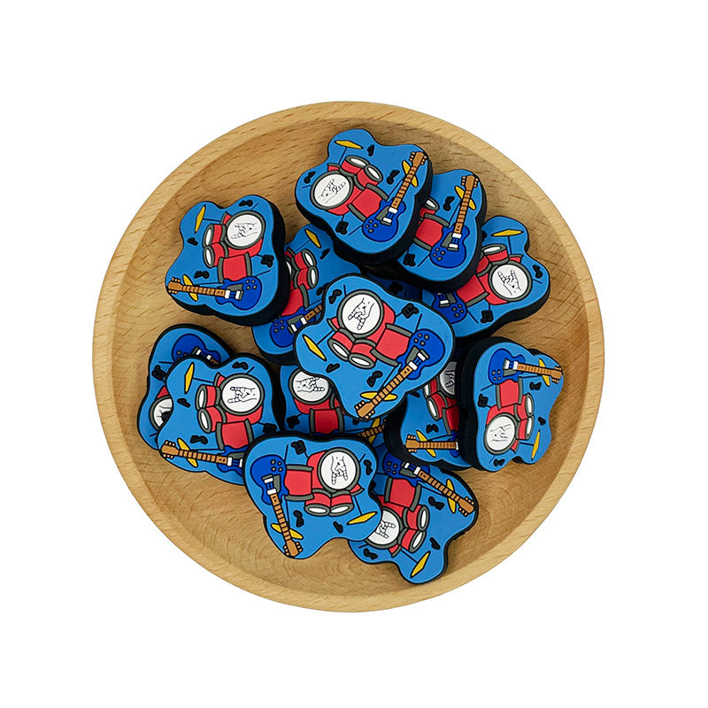 20pcs Silicone Focal Beads Musical Instrument Drum and Guitar Design 2