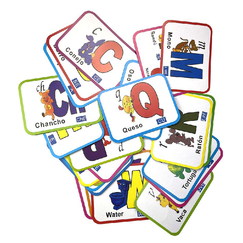 Animal Spanish Alphabet Learning Educational Toy Flash Cards
