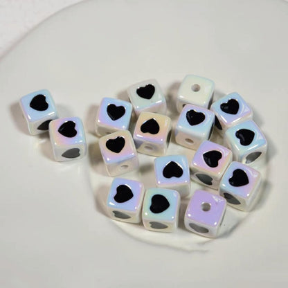 10pcs 12mm Heart Cube Acrylic Beads DIY Bracelet Making 17