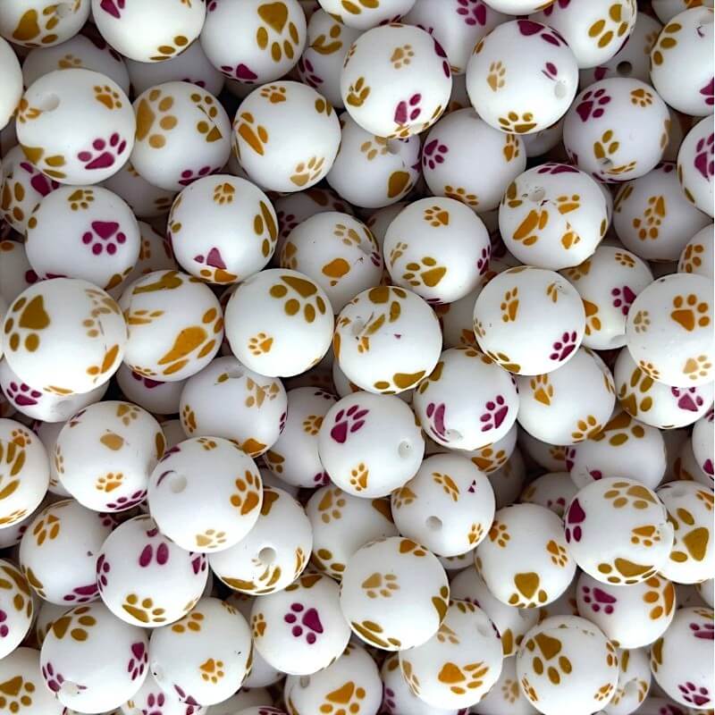 50pcs 15mm Golden Rose Dog Claw Print Silicone Beads