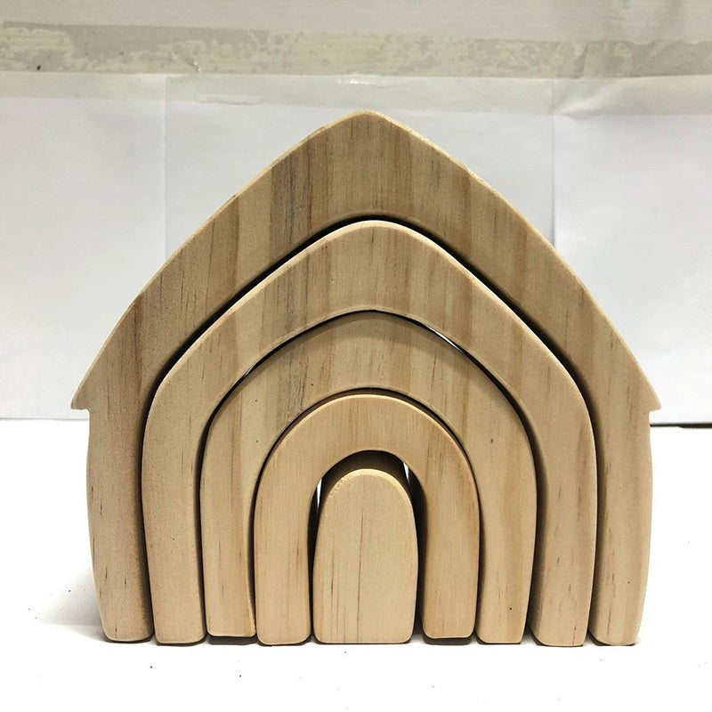 Wooden Building Blocks Rainbow House Educational Toy 3