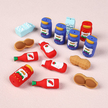20Pcs Silicone 3D Focal Beads Jam Bottle Milk Carton Chili Sauce Design 3