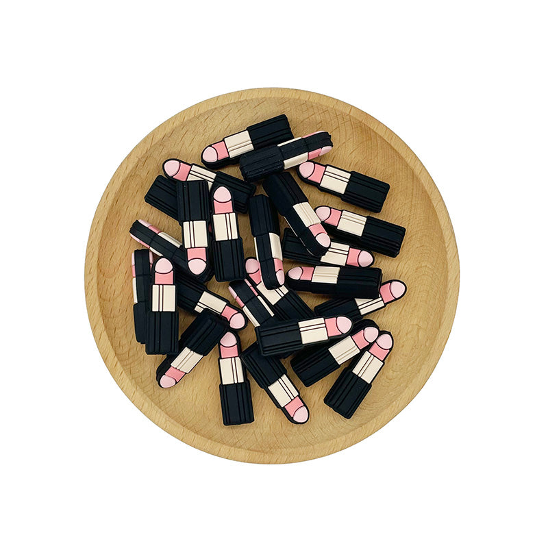 20pcs Silicone Focal Beads Lipstick Shape Front Facing 2