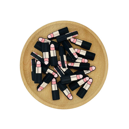 20pcs Silicone Focal Beads Lipstick Shape Front Facing 2