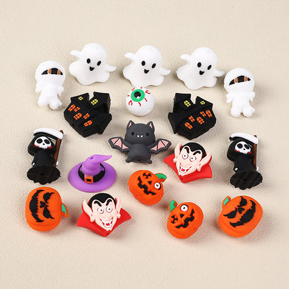 20Pcs Silicone 3D Focal Beads Halloween Themes Haunted House and Pumpkin Design 2