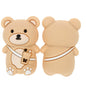 Silicone 3D Focal Beads Khaki Milk Tea Bag Bear Holding Milk Tea