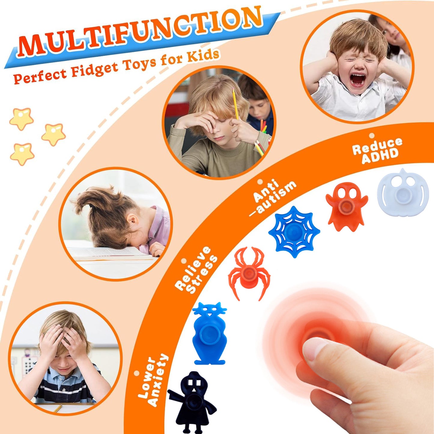 Plastic Halloween Fidget Spinner Party Toy Pumpkin Ghost Spider 3