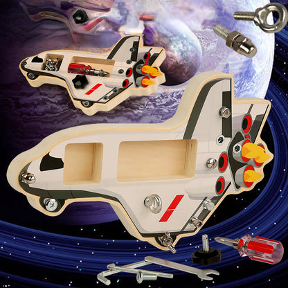 Wooden Montessori Toys Simulation Screw Spacecraft for Kids 2