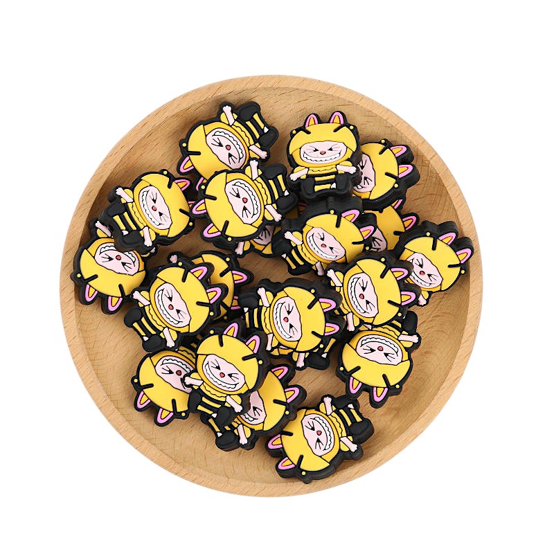 20Pcs Silicone Focal Beads Bee Character Sitting Pose 3