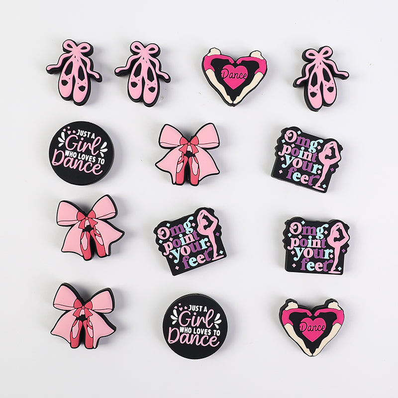 20Pcs Silicone Focal Beads Dance Theme Stand on Tiptoe Design 6