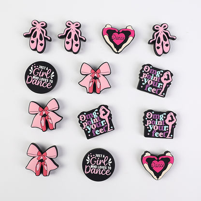 20Pcs Silicone Focal Beads Dance Theme Stand on Tiptoe Design 6