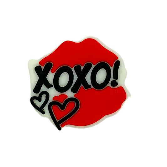 20pcs Silicone Focal Beads Valentine XoXo Lip with Heart Detail