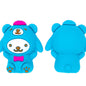Silicone 3D Focal Beads Blue Bear with Pink Bow Detail