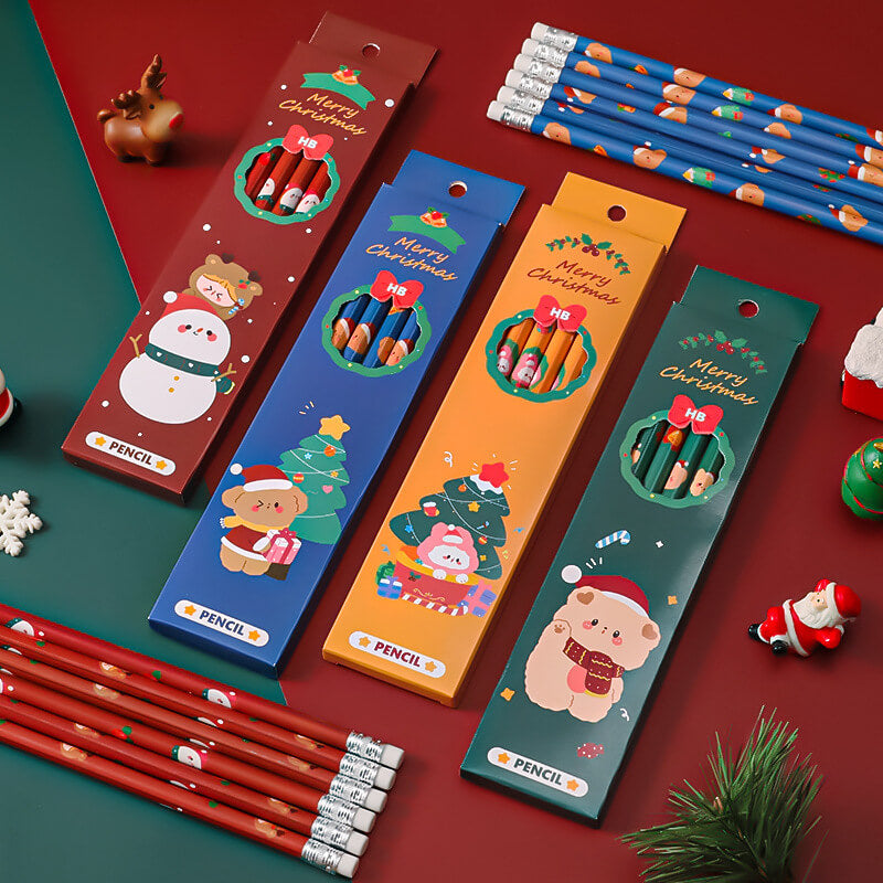 Christmas Themed Pencil Set Party Favors With Colorbox 6 Pack 6