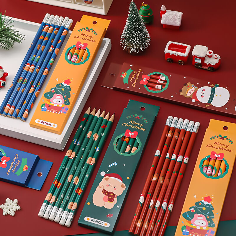 Christmas Themed Pencil Set Party Favors With Colorbox 6 Pack 5
