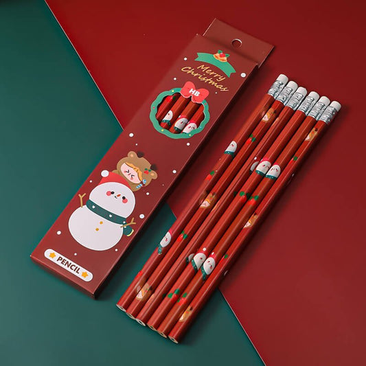 Christmas Themed Pencil Set Party Favors With Colorbox 6 Pack