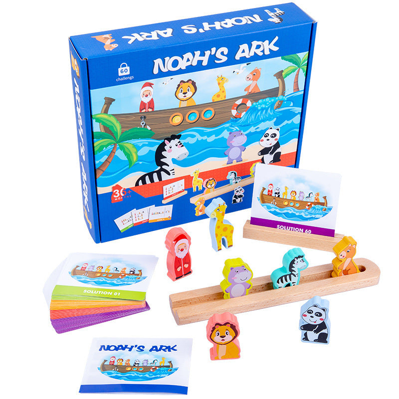 Wooden Montessori Toys Noahs Ark Sorting Blocks for Kids 6