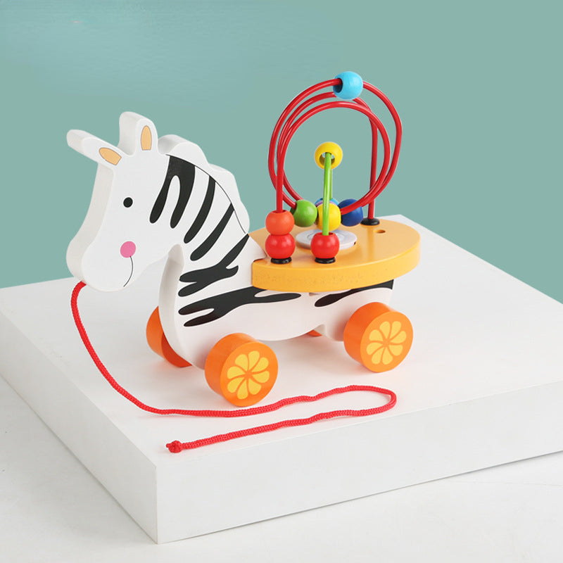 Wooden Bead Maze Pull Toy Educational Activity for Toddlers 9
