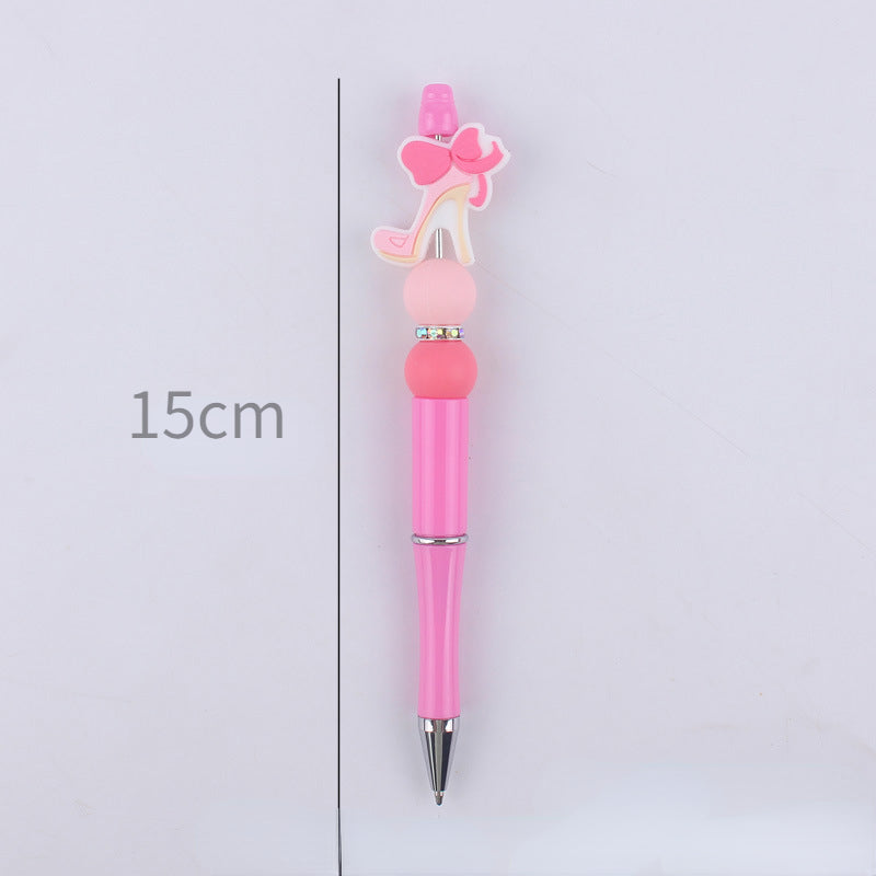 Pink Heart Silicone Beaded Pens Handmade Novelty Office School Gift 5
