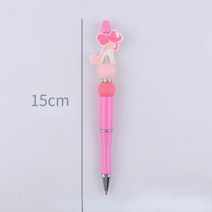 Pink Heart Silicone Beaded Pens Handmade Novelty Office School Gift 5